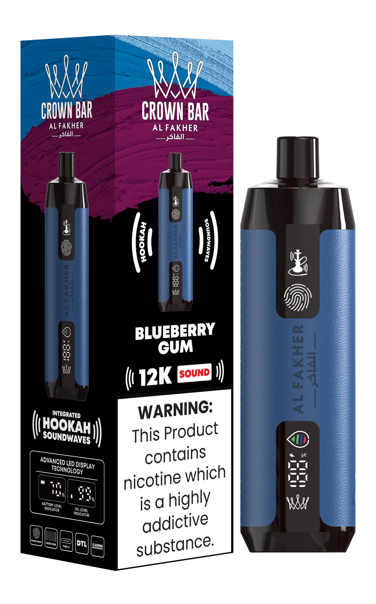Al Fakher Crown Bar 12K Sound Blueberry Gum
