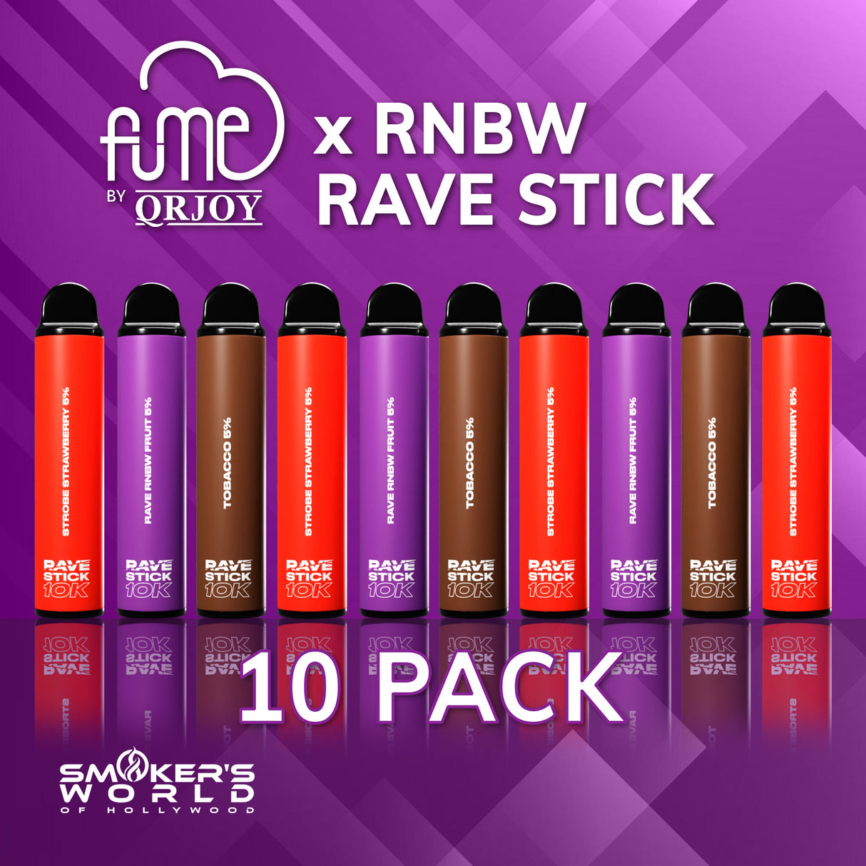 Fume x RNBW Rave Stick 10K Vape - (10 Pack)