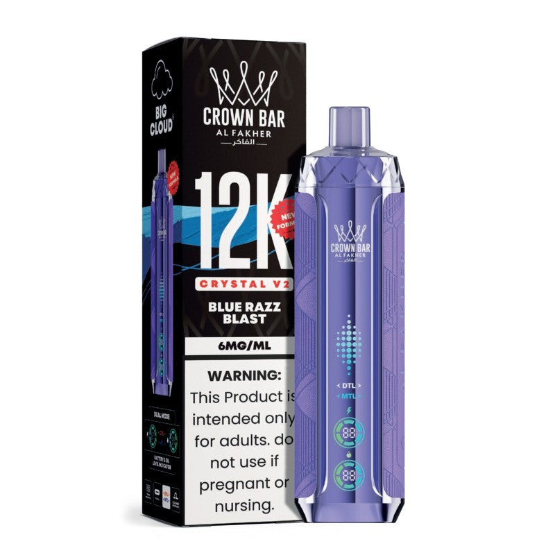 Blue Razz Blast Al Fakher Crown Bar 12K Crystal V2 Vape
