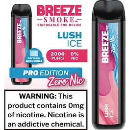 Breeze Pro Zero Nicotine 2000 Puffs Disposable Vape - 10 Pack