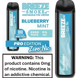 Breeze Pro Zero Nicotine 2000 Puffs Disposable Vape - 10 Pack