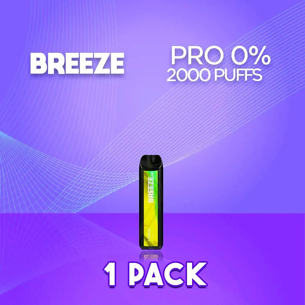 Breeze Pro Zero Nicotine 2000 Puffs Disposable Vape 1 Pack Smokers
