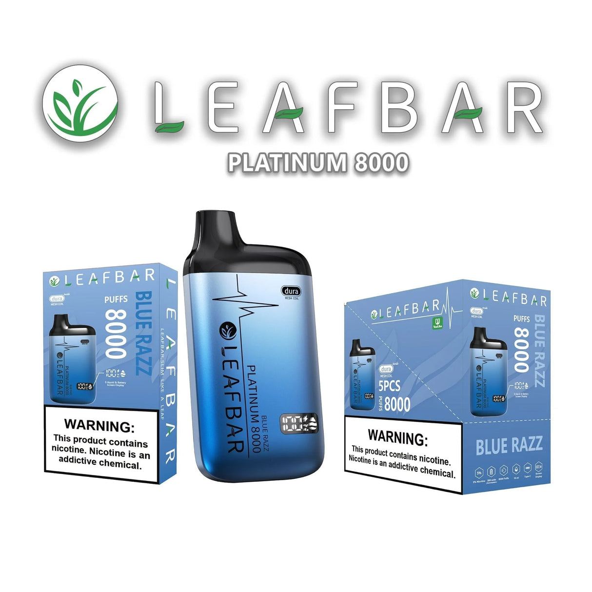 Leaf Bar Platinum Disposable Vape 8000 Puffs - 10 Pack