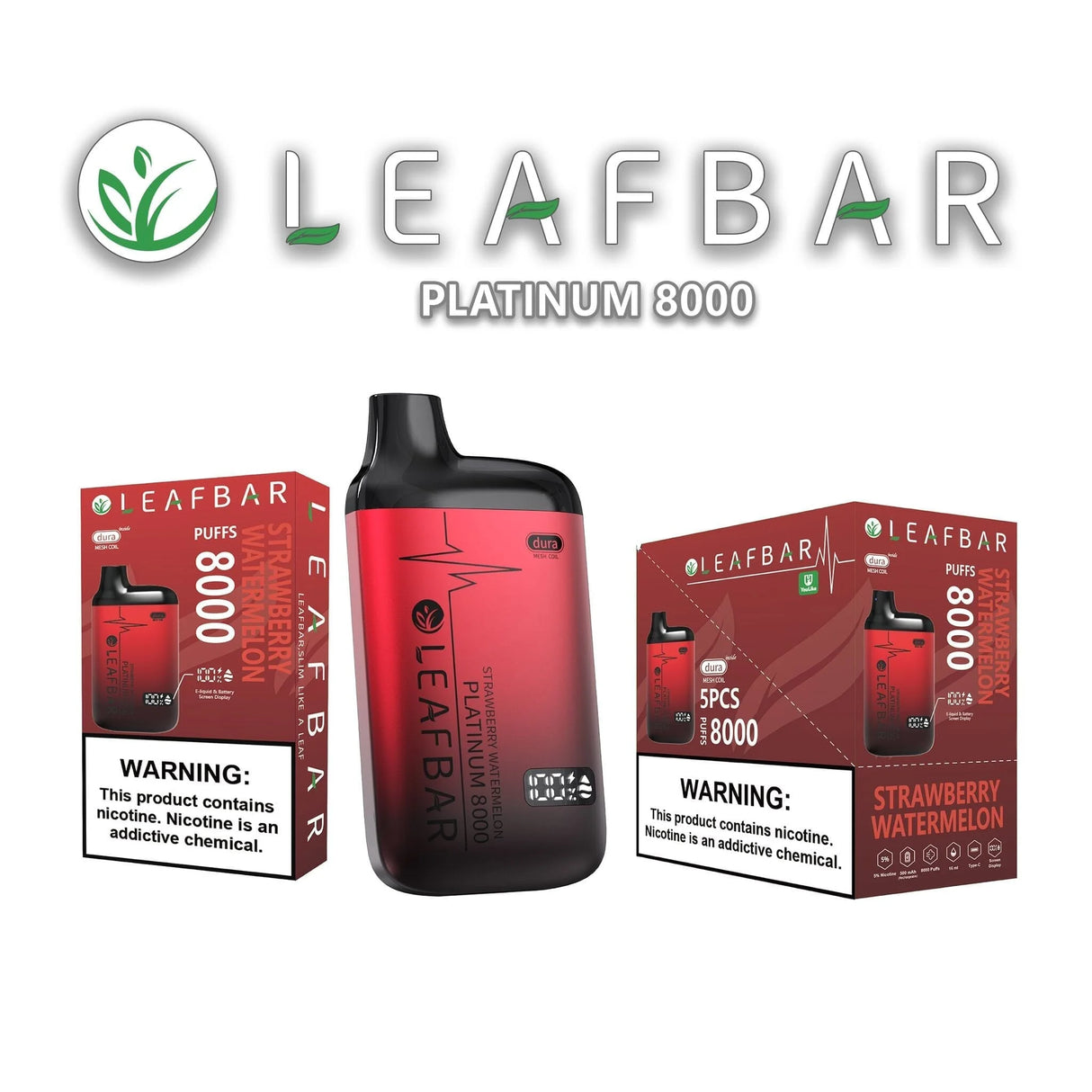 Leaf Bar Platinum Disposable Vape 8000 Puffs - 3 Pack