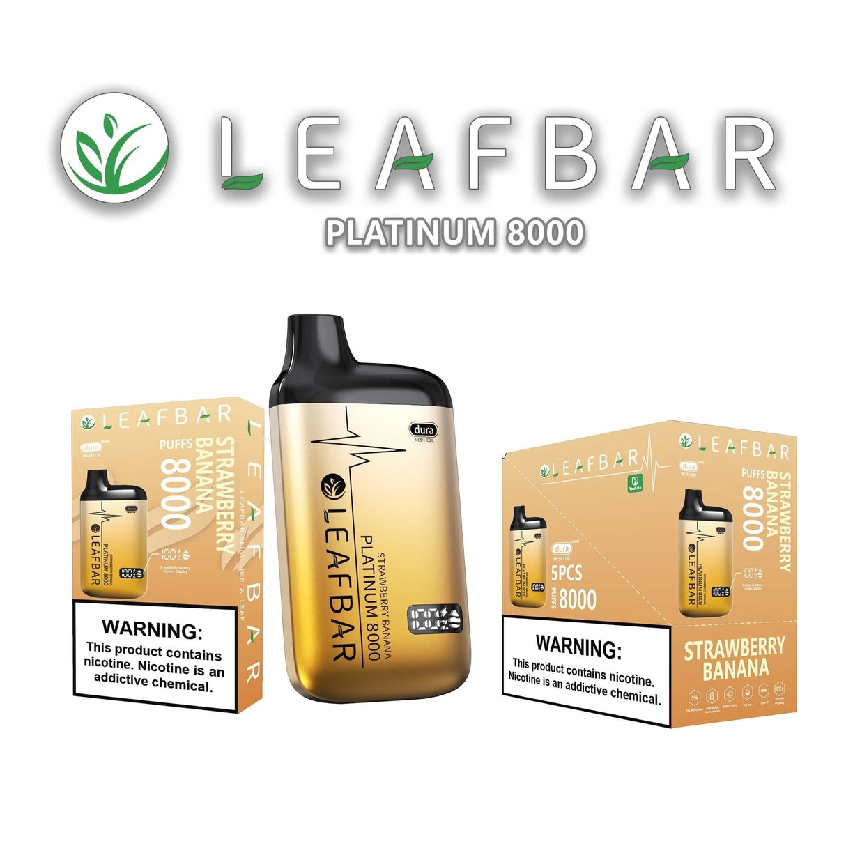 Leaf Bar Platinum Disposable Vape 8000 Puffs - 3 Pack