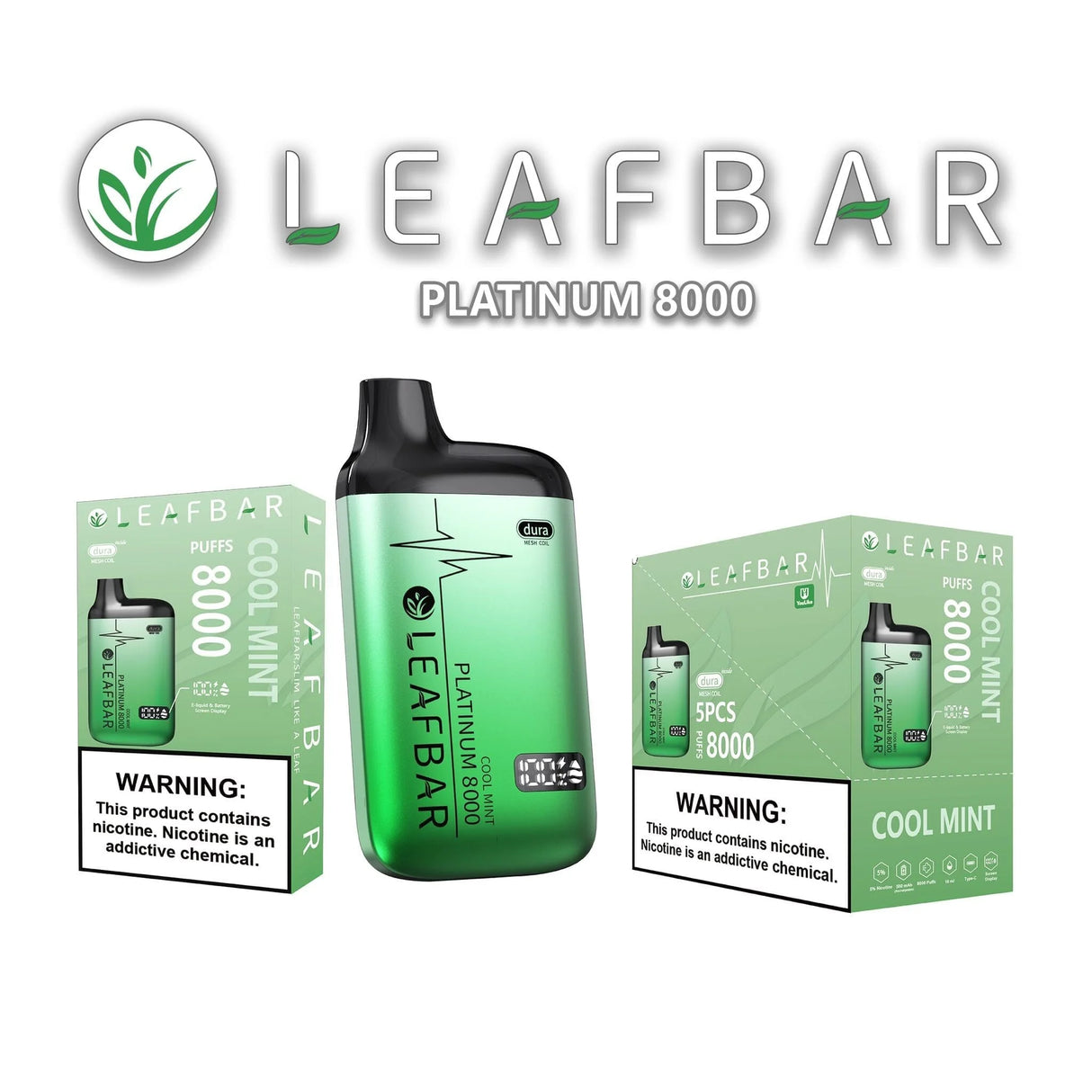 Leaf Bar Platinum Disposable Vape 8000 Puffs - 3 Pack