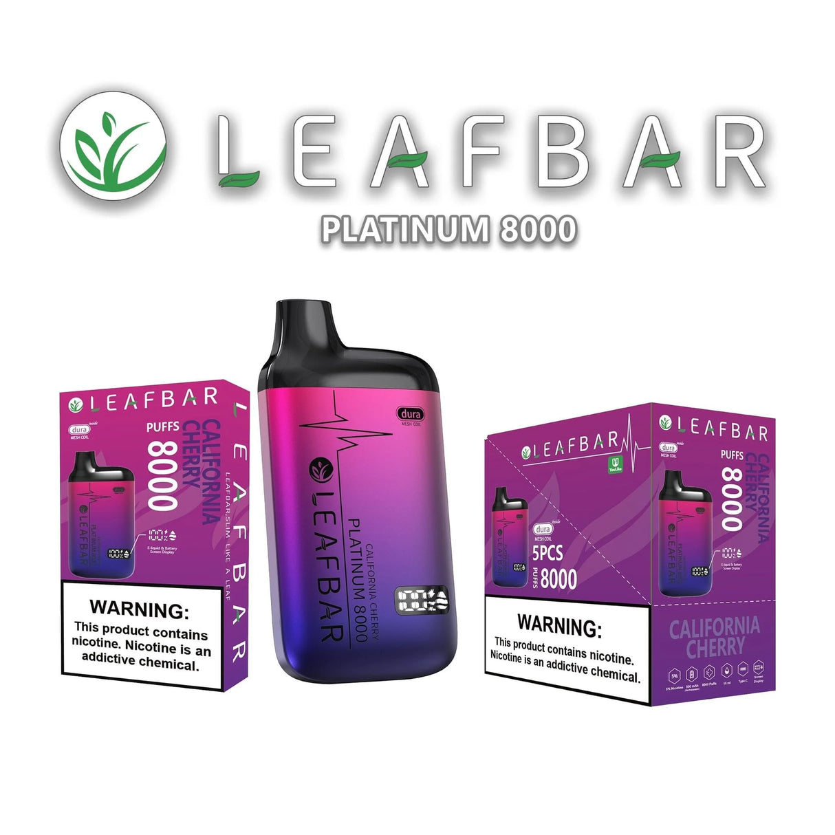 Leaf Bar Platinum Disposable Vape 8000 Puffs - 3 Pack