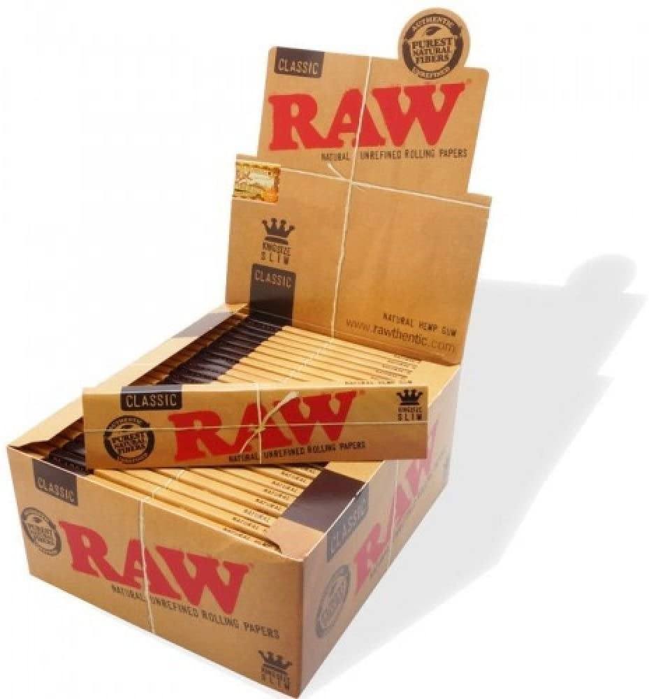 Raw Classic King Size Slim Rolling Paper Full - Box Of 50 Packs