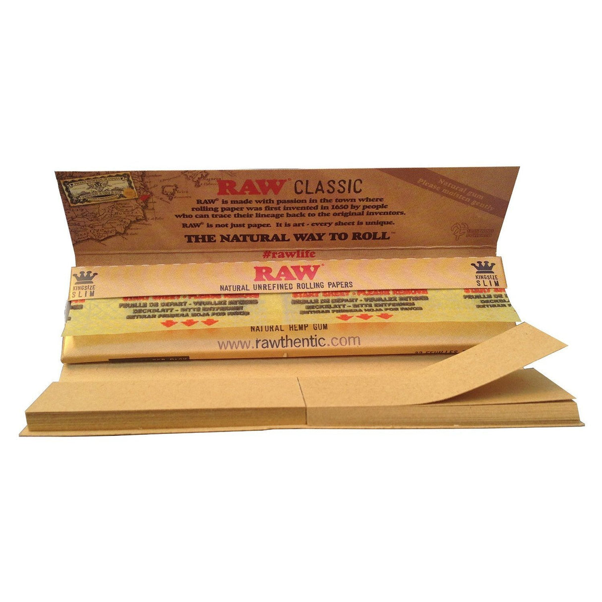 Raw Classic Connoisseur King Size Slim + Tips 24 per Box