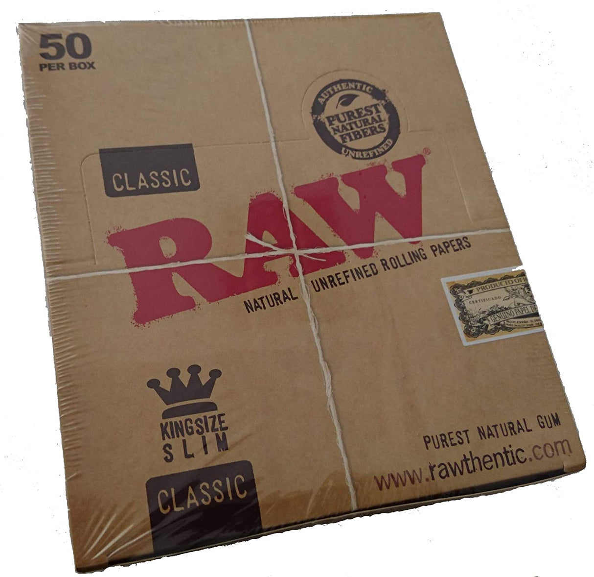 Raw Classic King Size Slim Rolling Paper Full - Box Of 50 Packs
