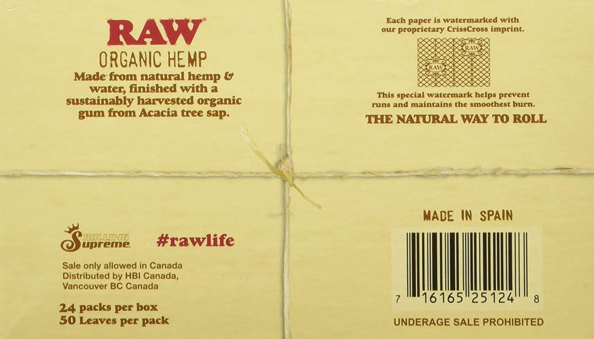 Raw Classic 1.25 1 1/4 Size Rolling Papers Full - Box of 24 Pack