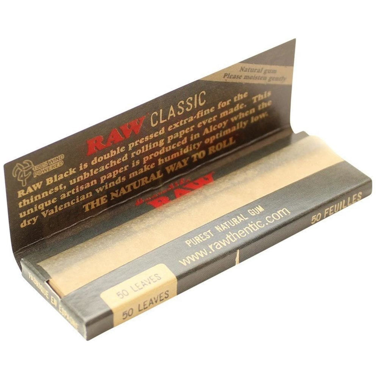 Raw Black 1.25 1 1/4 Size Rolling Papers Full - Box of 24 Pack