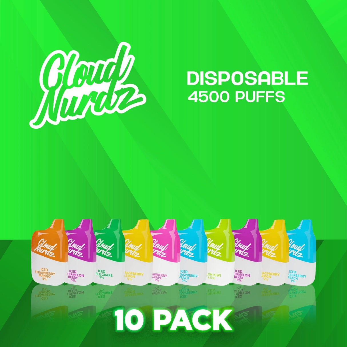 Cloud Nurdz 4500 Puffs Disposable Vape - 10 Pack-