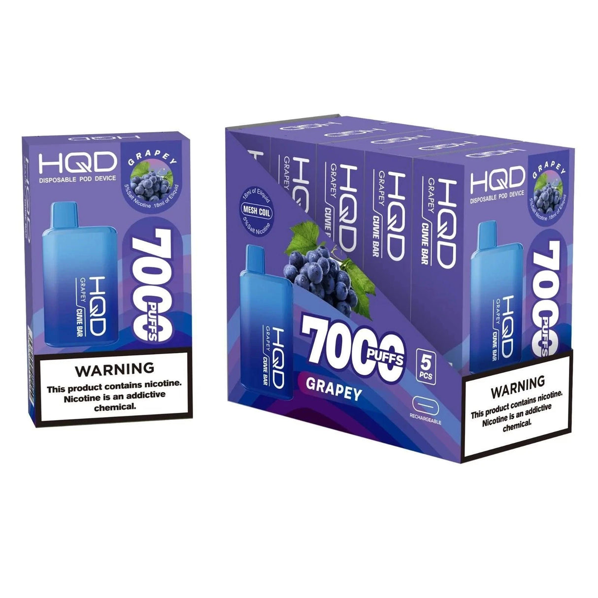 HQD Cuvie Bar 7000 Puffs Disposable Vape - 6 Pack-