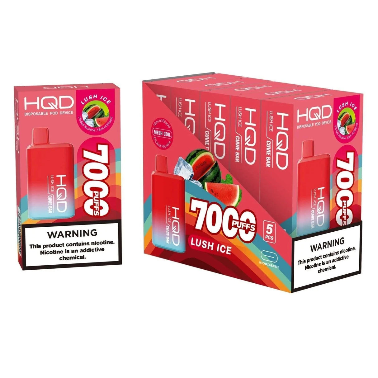 HQD Cuvie Bar 7000 Puffs Disposable Vape - 6 Pack-