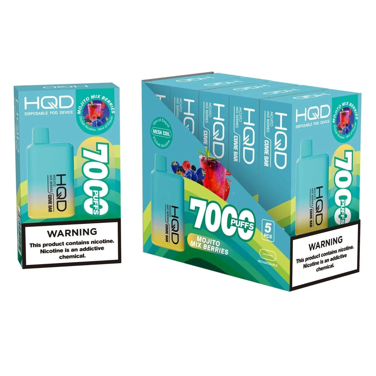 HQD Cuvie Bar 7000 Puffs Disposable Vape - 6 Pack-