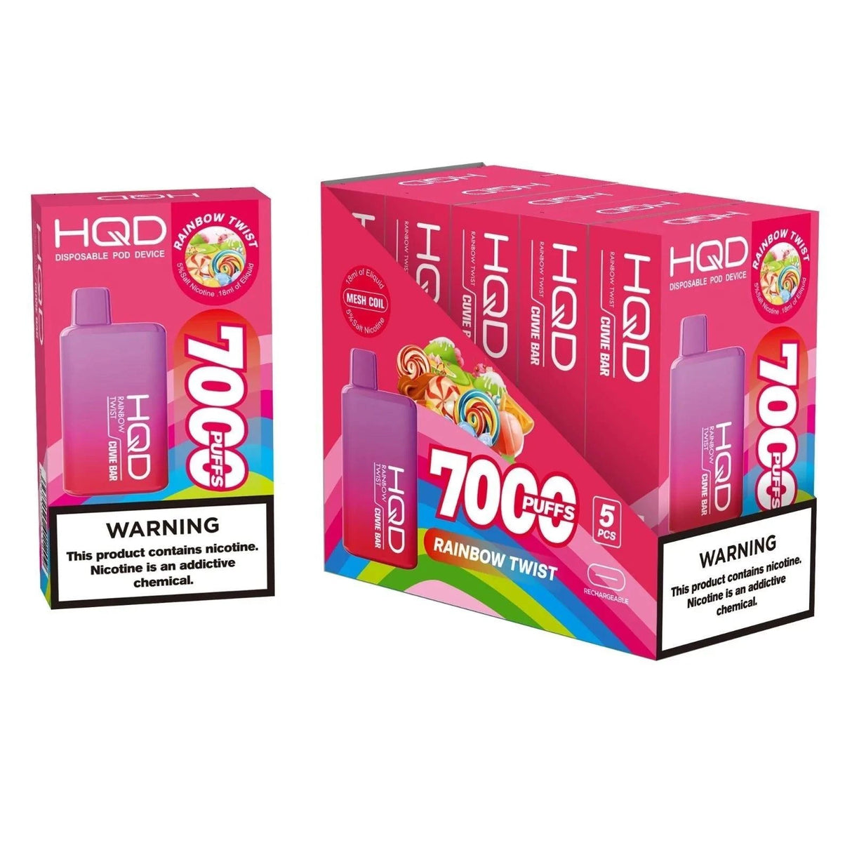 HQD Cuvie Bar 7000 Puffs Disposable Vape - 6 Pack-