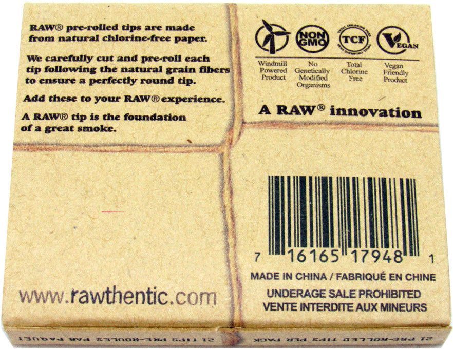 Raw Pre-rolled Tips - Pack of 20