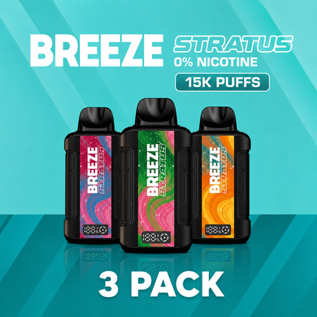 3 Pack Breeze Stratus 15K 0% Nicotine | Smokers World Store