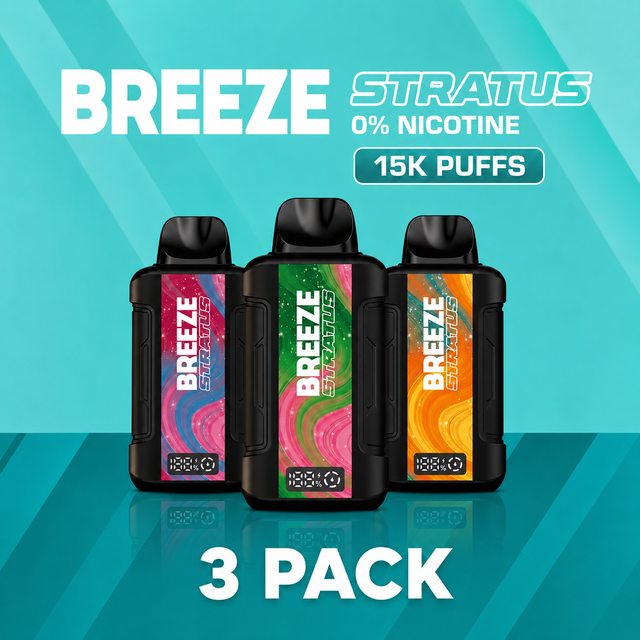 3 Pack Breeze Stratus 15K 0% Nicotine | Smokers World Store