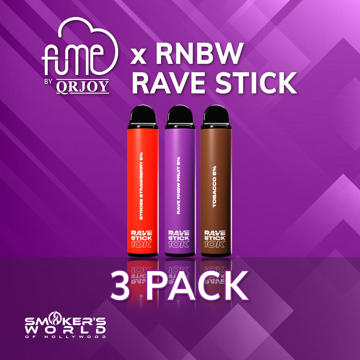 Fume x RNBW Rave Stick 10K Vape - (3 Pack)