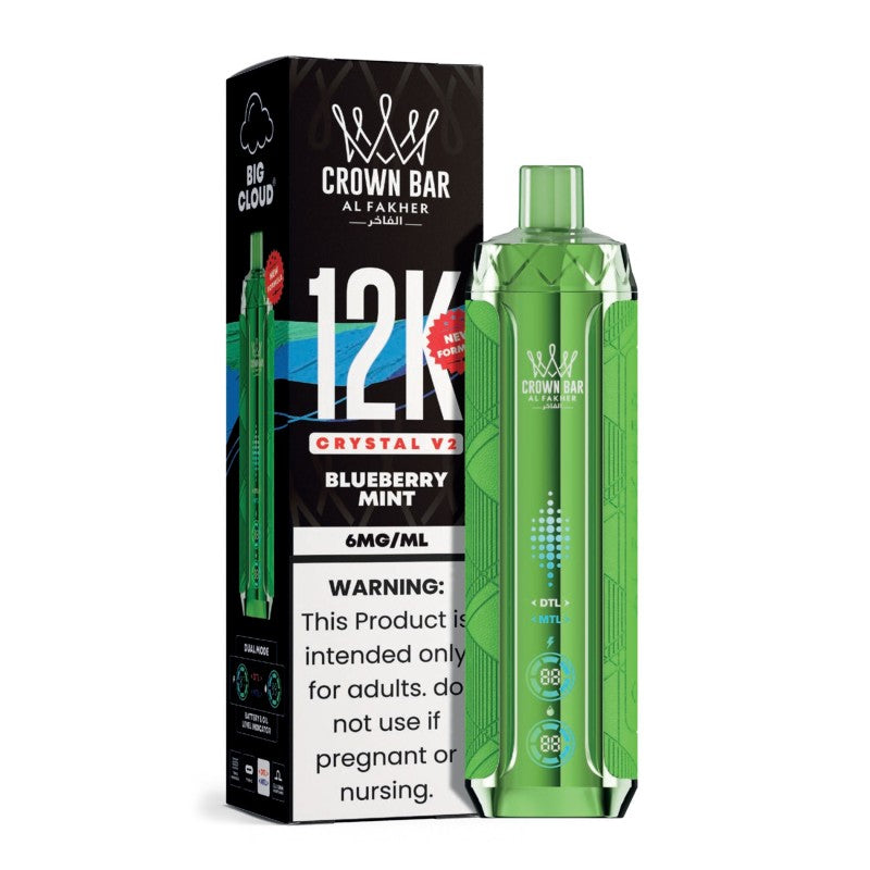 Blueberry Mint Al Fakher Crown Bar 12K Crystal V2 Vape