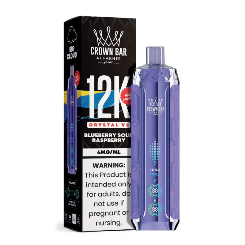 Blueberry Sour Raspberry Al Fakher Crown Bar 12K Crystal V2 Vape