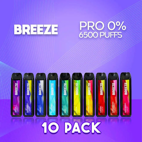 Breeze Pro Zero Nicotine 2000 Puffs Disposable Vape - 10 Pack