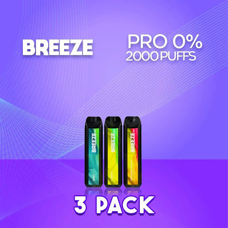 Breeze Pro Zero Nicotine 2000 Puffs Disposable Vape - 3 Pack