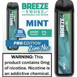 Breeze Pro Zero Nicotine 2000 Puffs Disposable Vape - 6 Pack