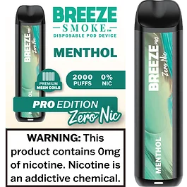 Breeze Pro Zero Nicotine 2000 Puffs Disposable Vape - 6 Pack