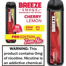 Breeze Pro Zero Nicotine 2000 Puffs Disposable Vape - 6 Pack