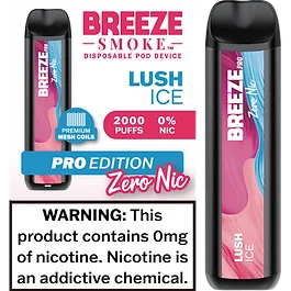 Breeze Pro Zero Nicotine Lush Ice Flavor - Disposable Vape