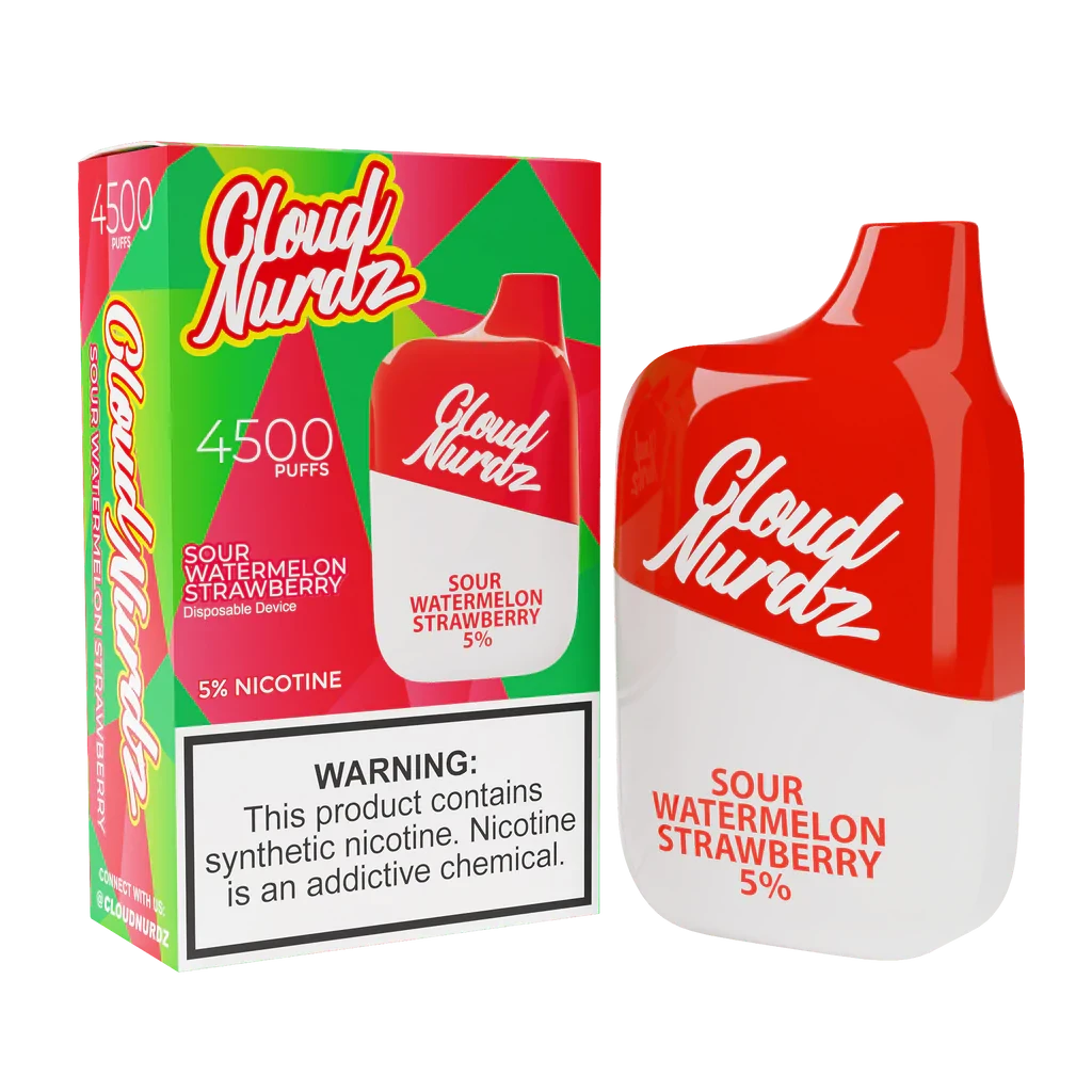 Cloud Nurdz 4500 Sour Watermelon Strawberry Flavor - Disposable Vape