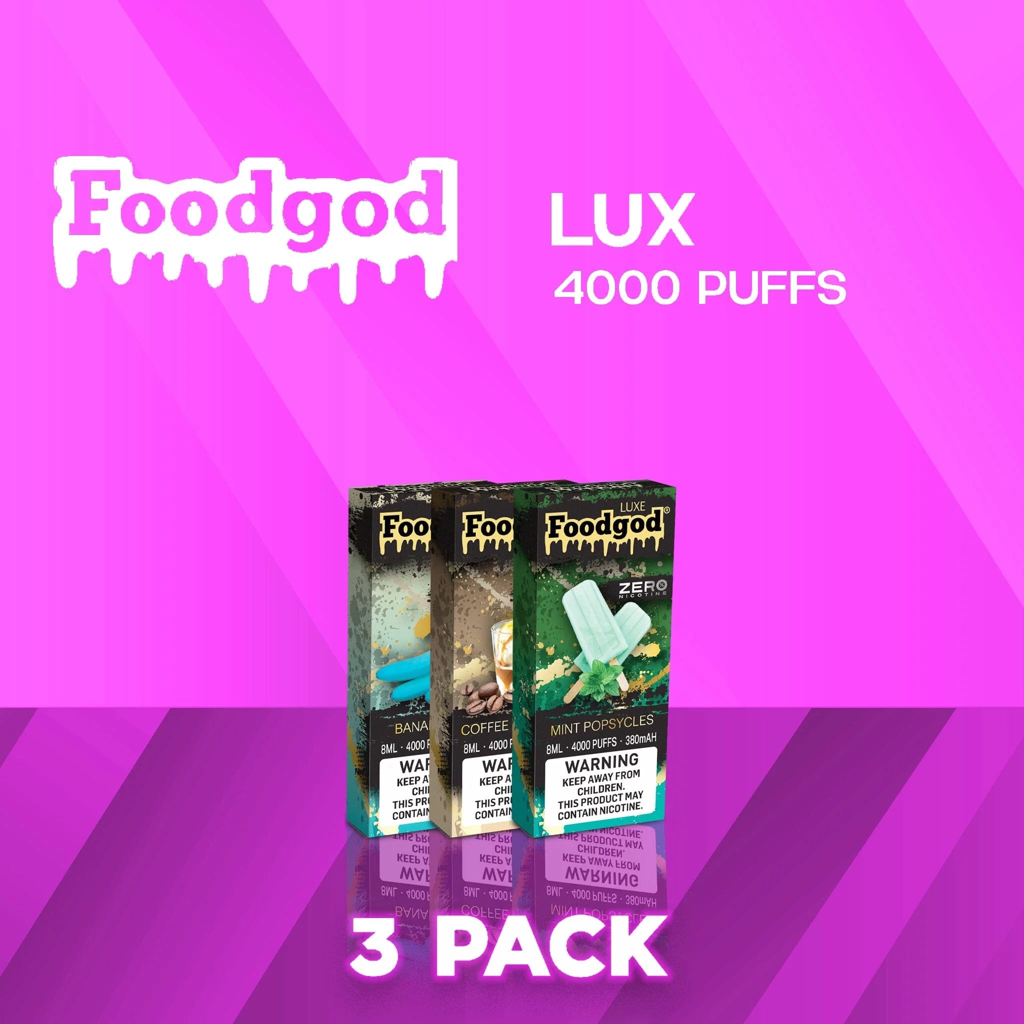 Foodgod Luxe Zero Nicotine 4000 Puff Disposable Vape - 3 Pack