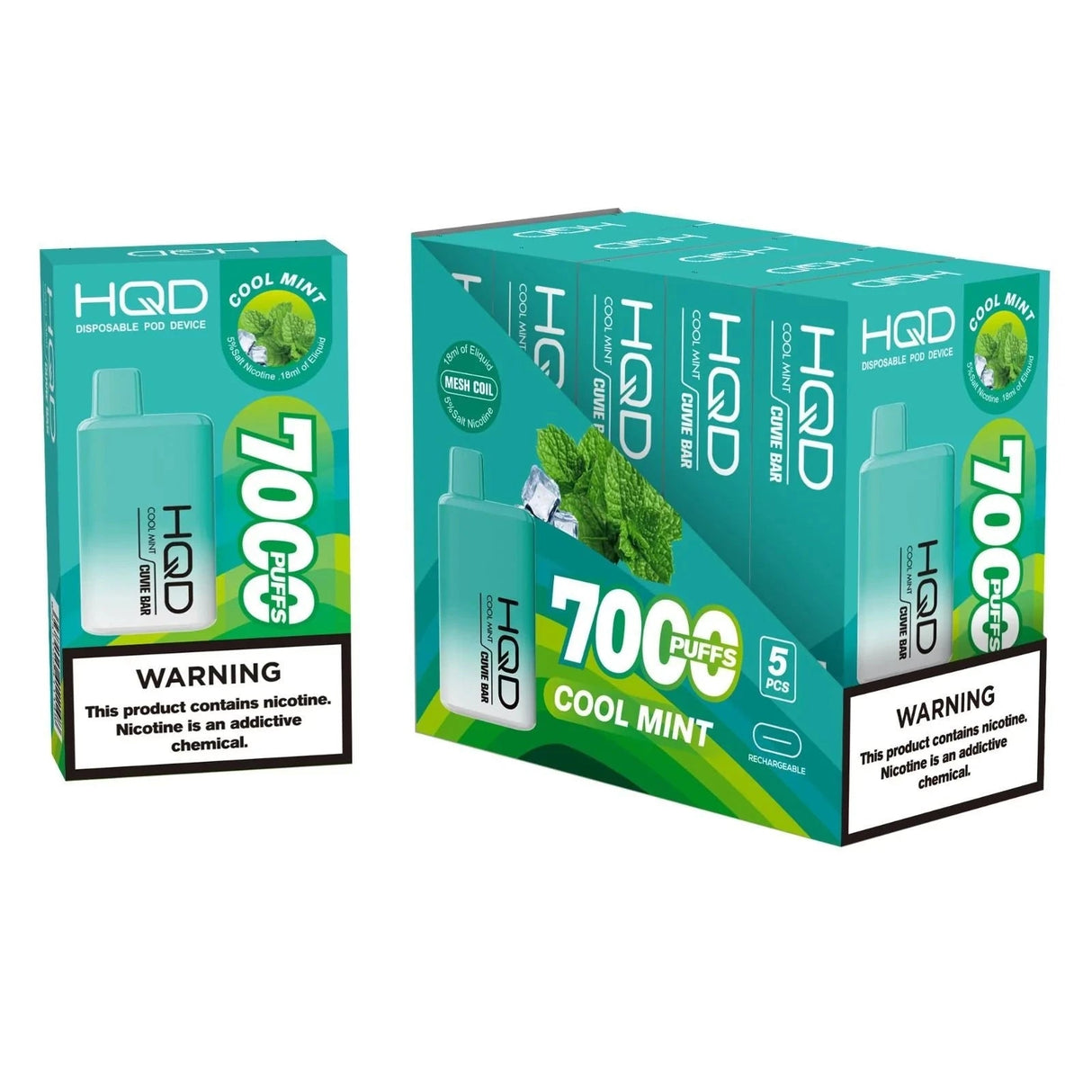 HQD Cuvie Bar Cool Mint Flavor - Disposable Vape