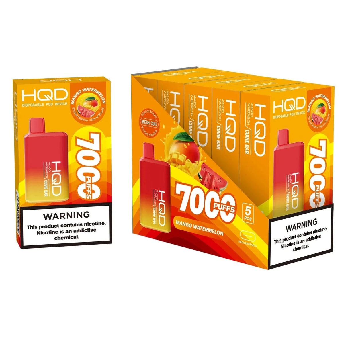 HQD Cuvie Bar Mango Watermelon Flavor - Disposable Vape