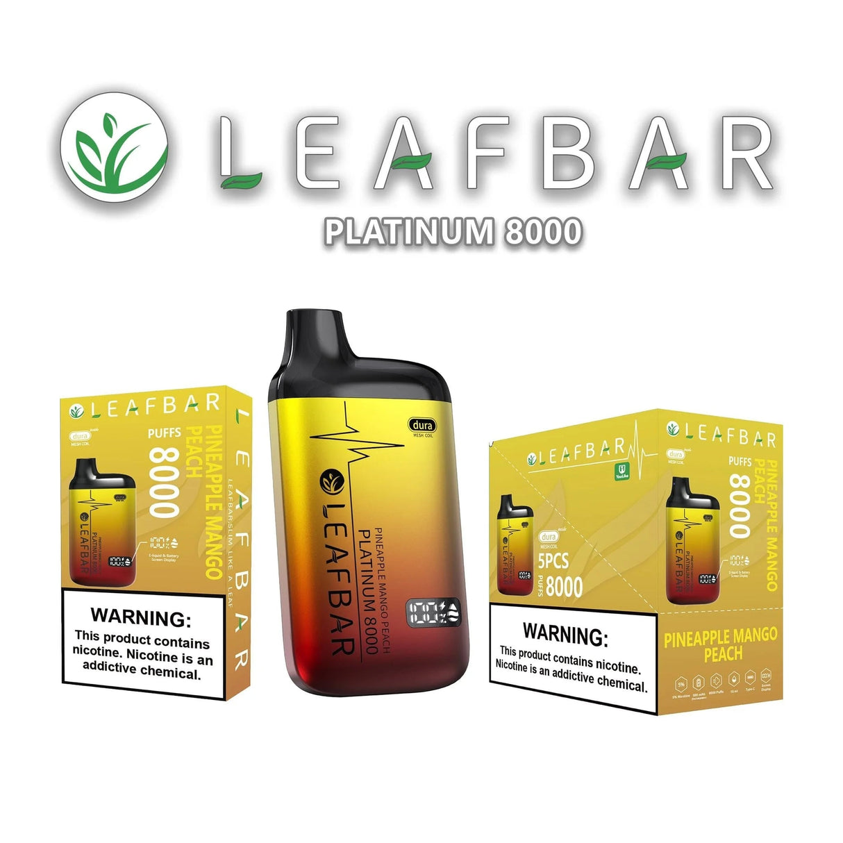 Leaf Bar Platinum Pineapple Mango Peach Flavor - Disposable Vape