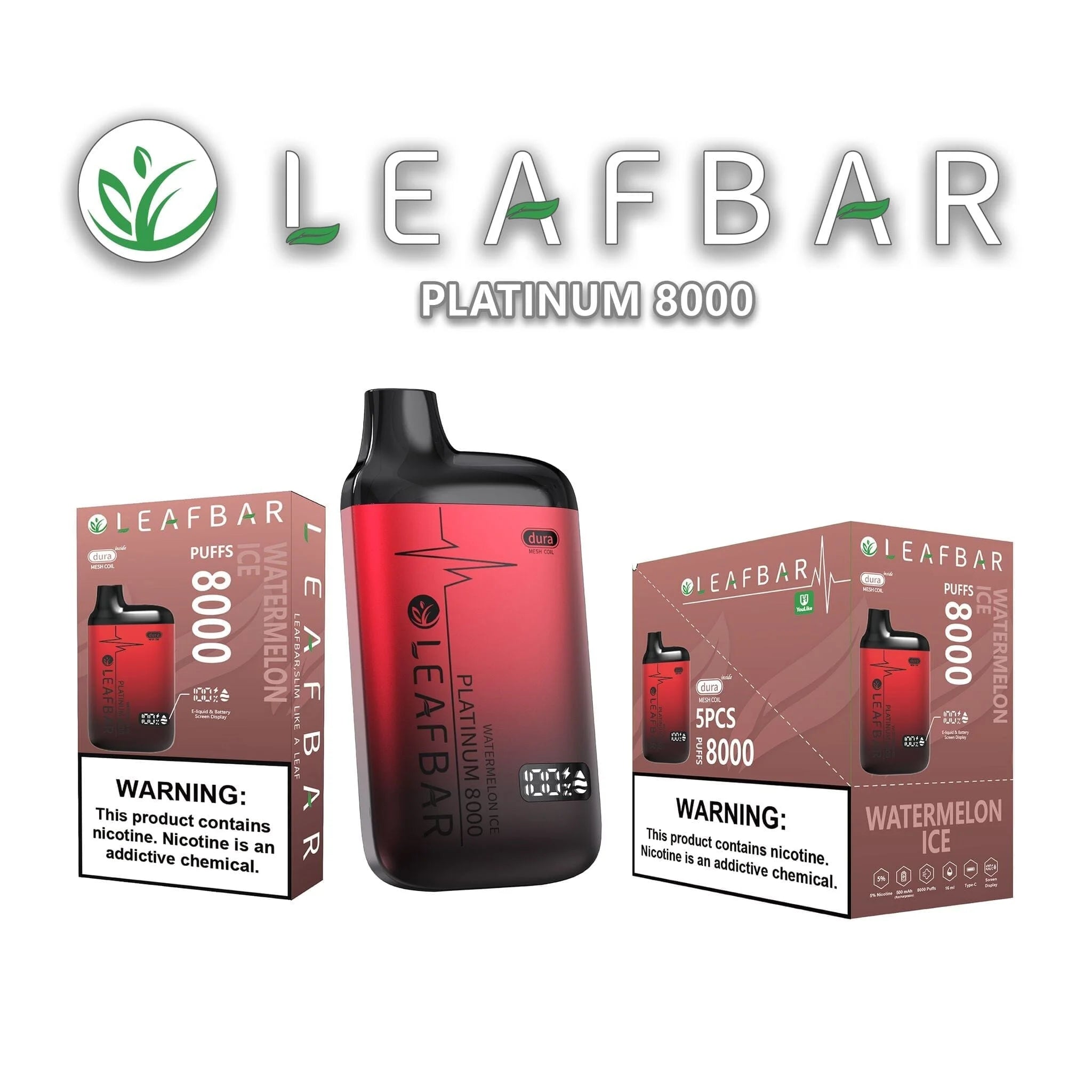 Leaf Bar Platinum Disposable Vape 8000 Puffs - 3 Pack