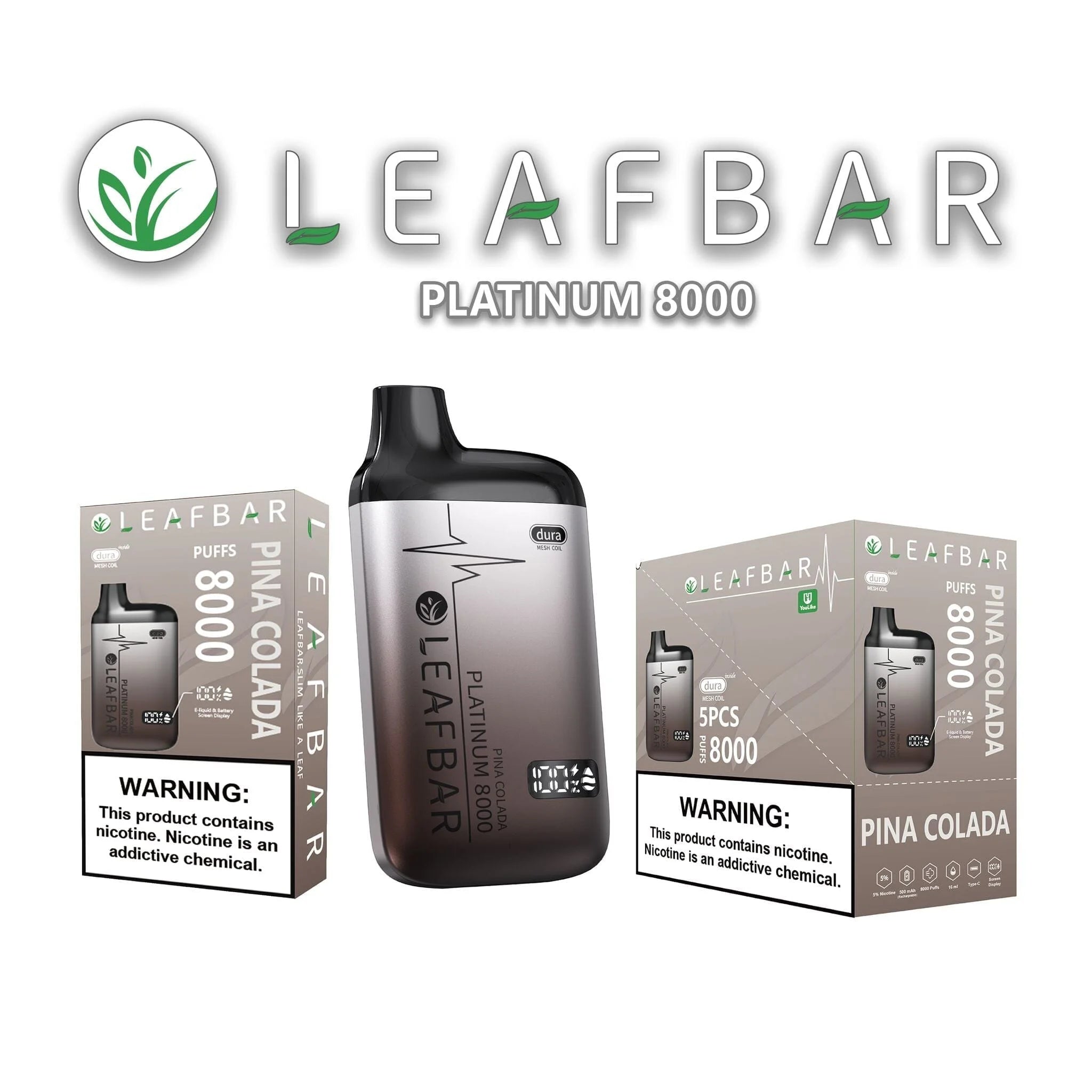 Leaf Bar Platinum Disposable Vape 8000 Puffs - 3 Pack