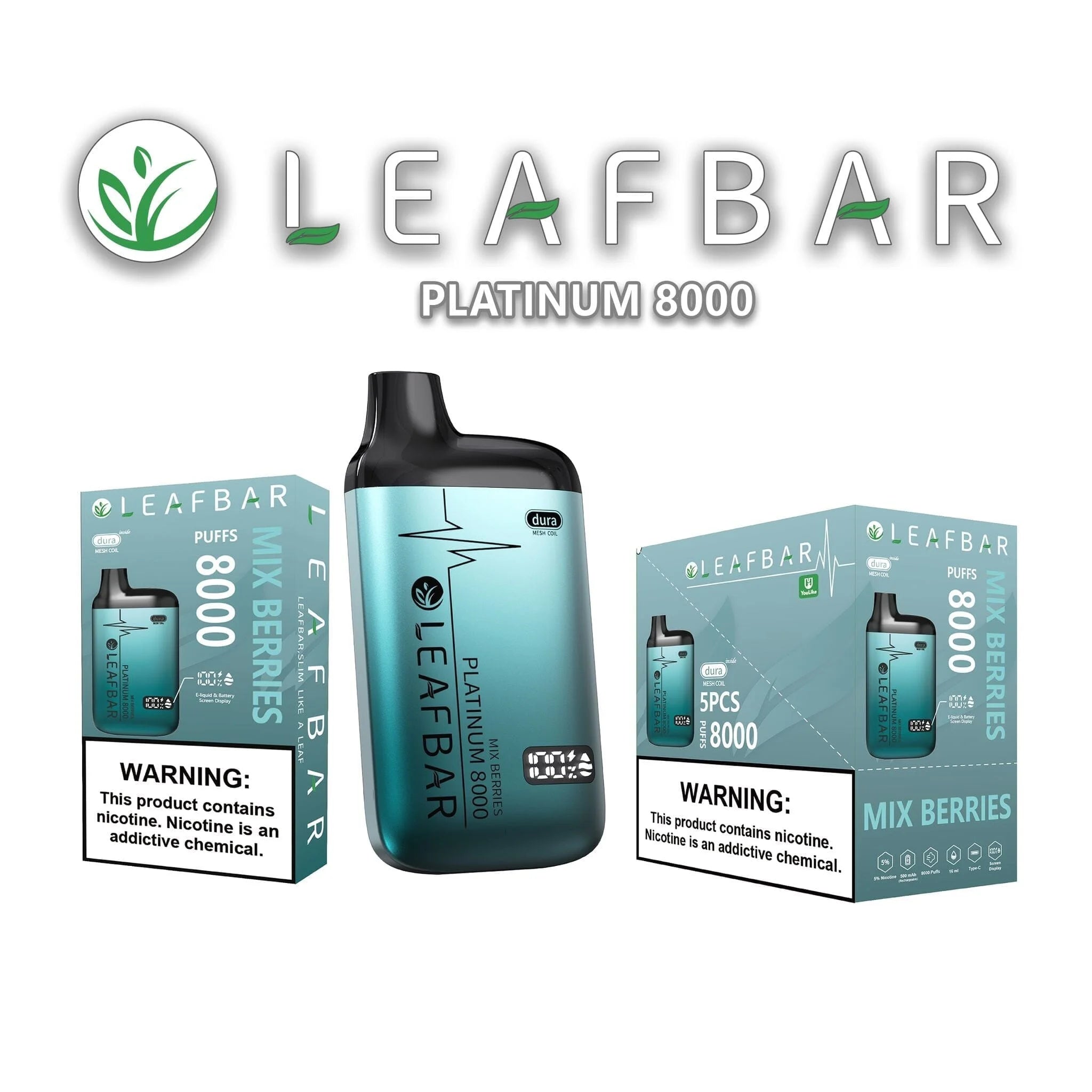 Leaf Bar Platinum Disposable Vape 8000 Puffs - 3 Pack