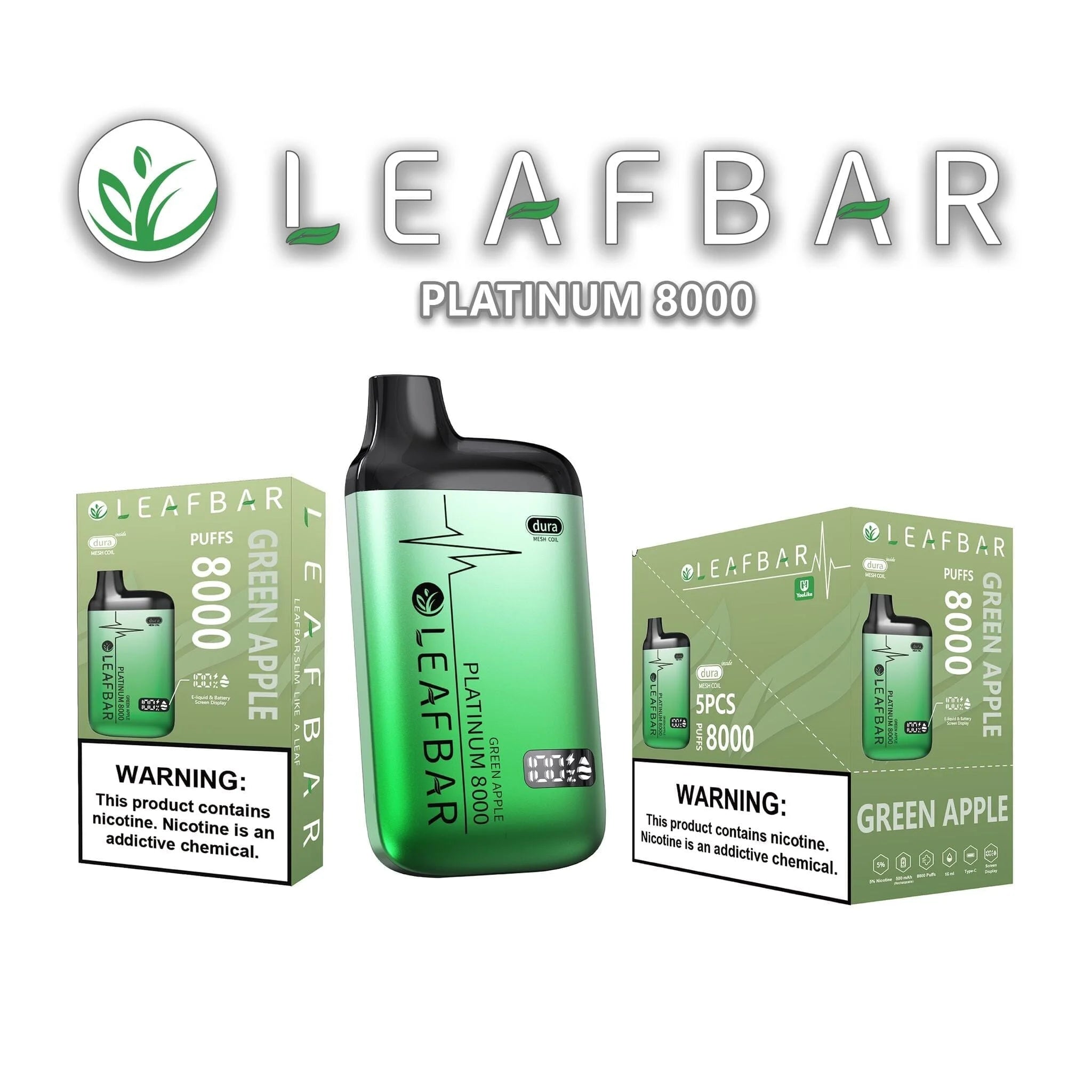 Leaf Bar Platinum Disposable Vape 8000 Puffs - 3 Pack