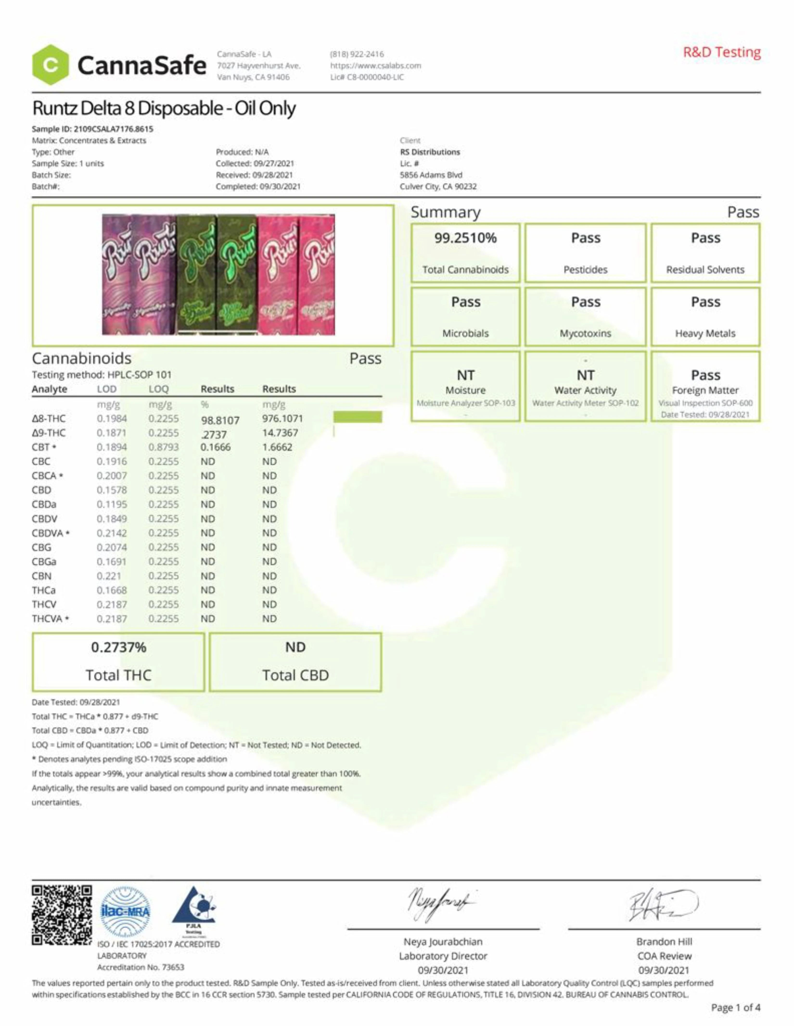 Runtz Delta 8 Disposable 1g - 3 Pack