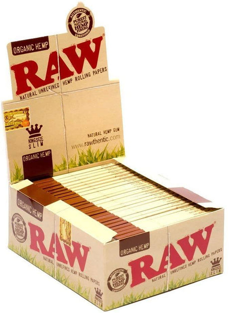 Raw Organic Hemp King Size Slim Rolling Paper Full - Box Of 50 Packs