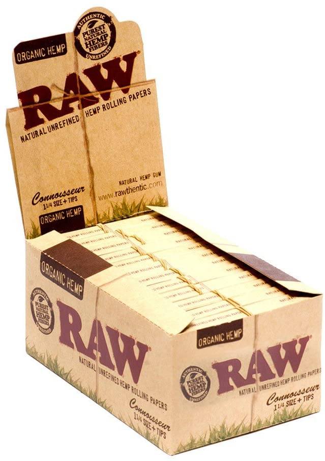 Raw Organic Hemp Connoisseur 1 1/4 + Tips 24 per Box