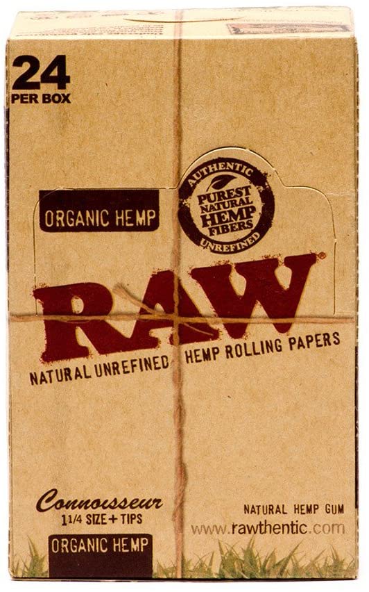 Raw Organic Hemp Connoisseur 1 1/4 + Tips 24 per Box