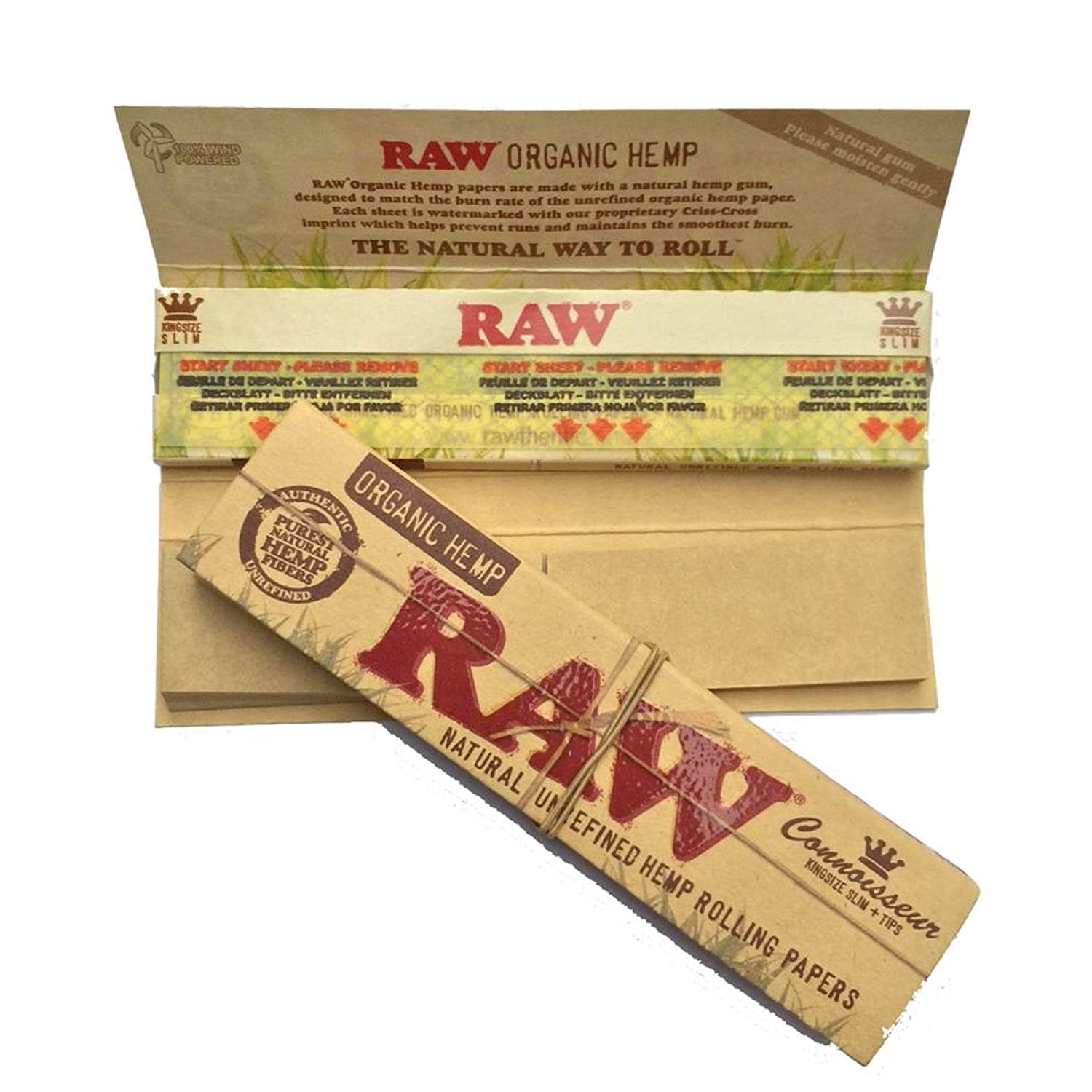 Raw Organic Hemp Connoisseur King Size Slim + Tips 24 per Box