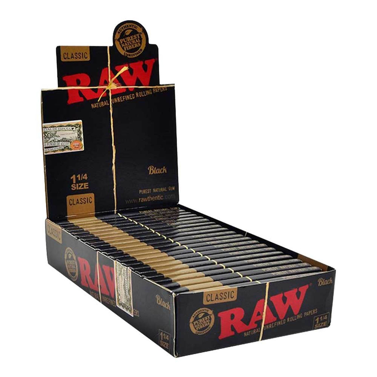 Raw Black 1.25 1 1/4 Size Rolling Papers Full - Box of 24 Pack