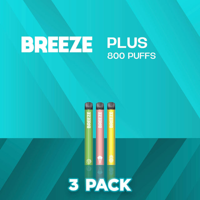 3 Pack Breeze Plus Disposable Vape Device 800 Puffs - 