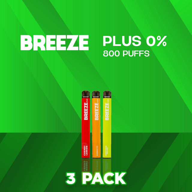 Breeze Plus Zero Nicotine Disposable Vape 800 Puffs - 3 Pack